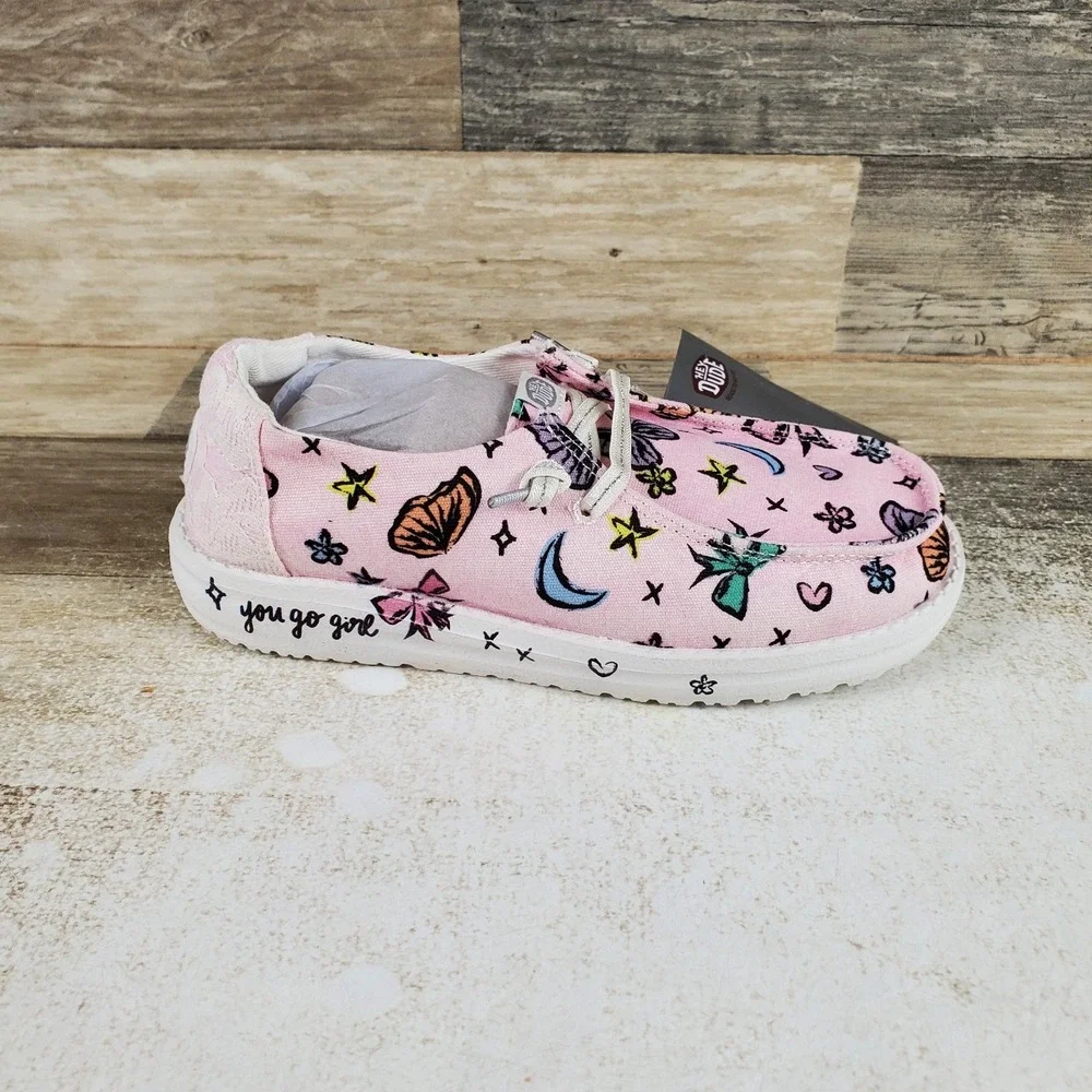 Hey Dude Wendy Darlin Kids Loafer Shoes Sz 13 C13 Pink Multi Round Toe Casual